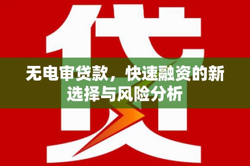 蒙自无电审贷款，快速融资的新选择与风险分析